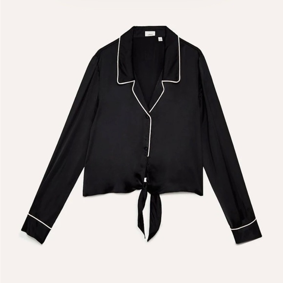 Aritzia Wilfred Satin Tie Blouse - Picture 2 of 7